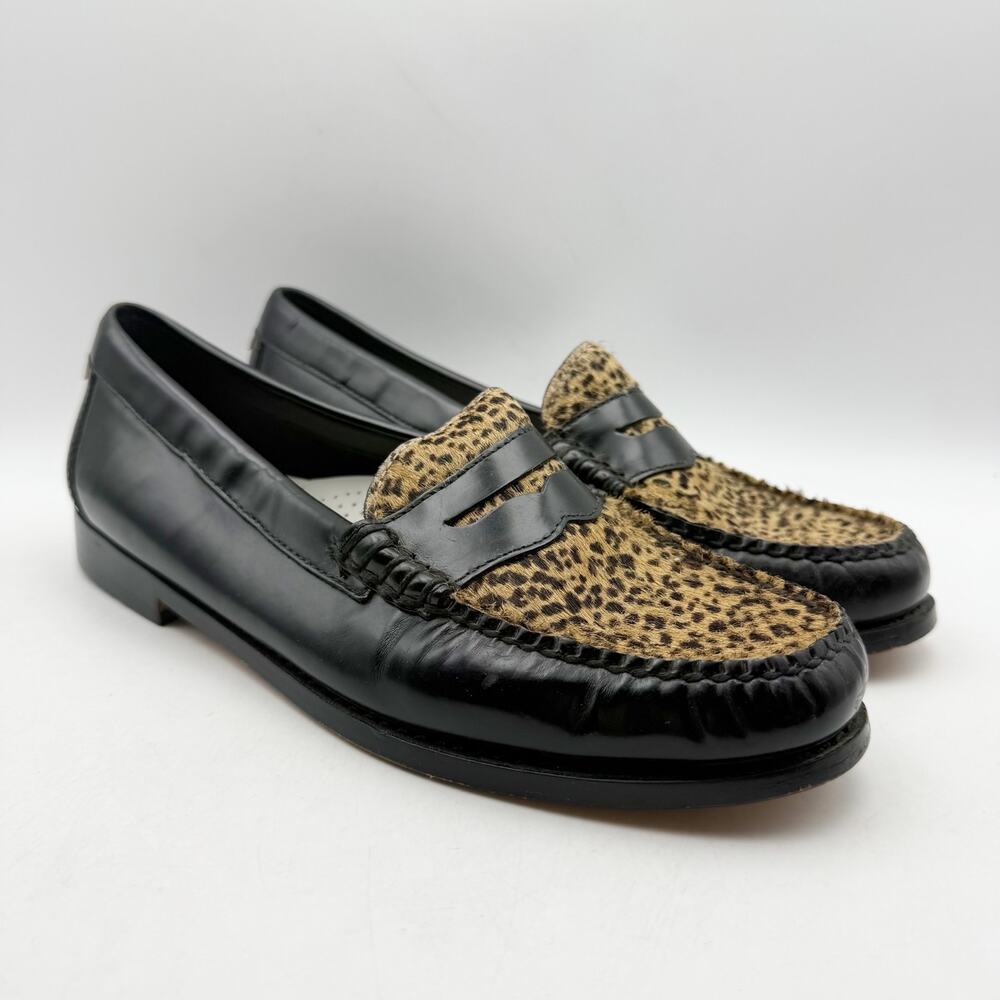 RE/DONE + Weejuns Womens The Whitney Loafers US 9 M EU 39 Black Leopard Hair EUC